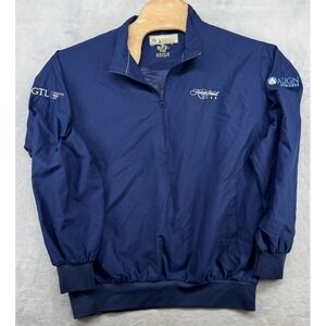 Donald Ross Golf Jacket 1/2 Zip Windbreaker Blue Patches Kiawah Island Club M